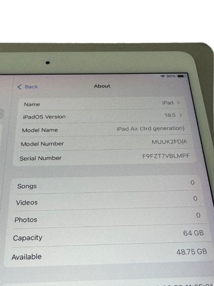 iPad Air 3rd Gen 2019 64gb 10.5 WiFi - Silver