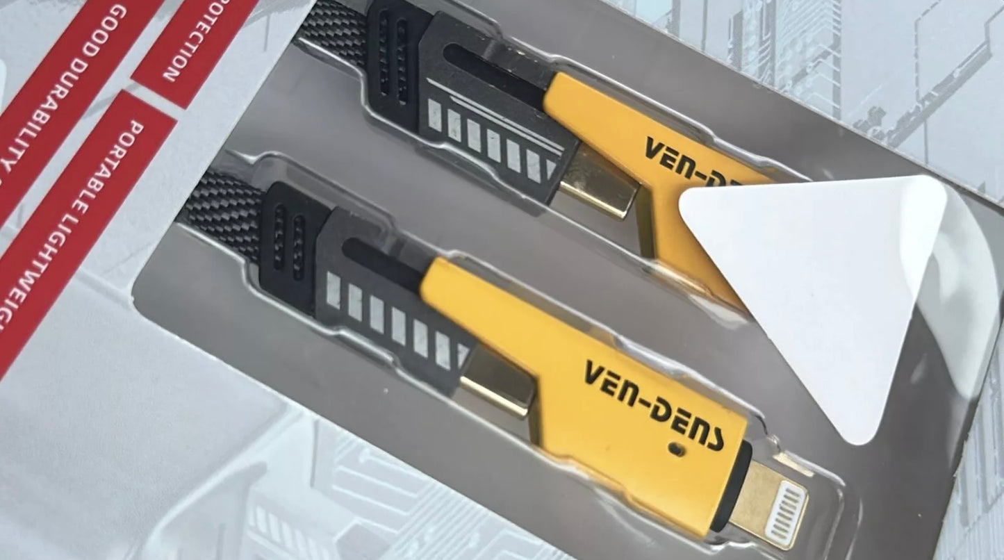 VEN-DENS 4 in 1 Gold Plated Heavy Duty 65W Cable for iPhone + Type-C Devices