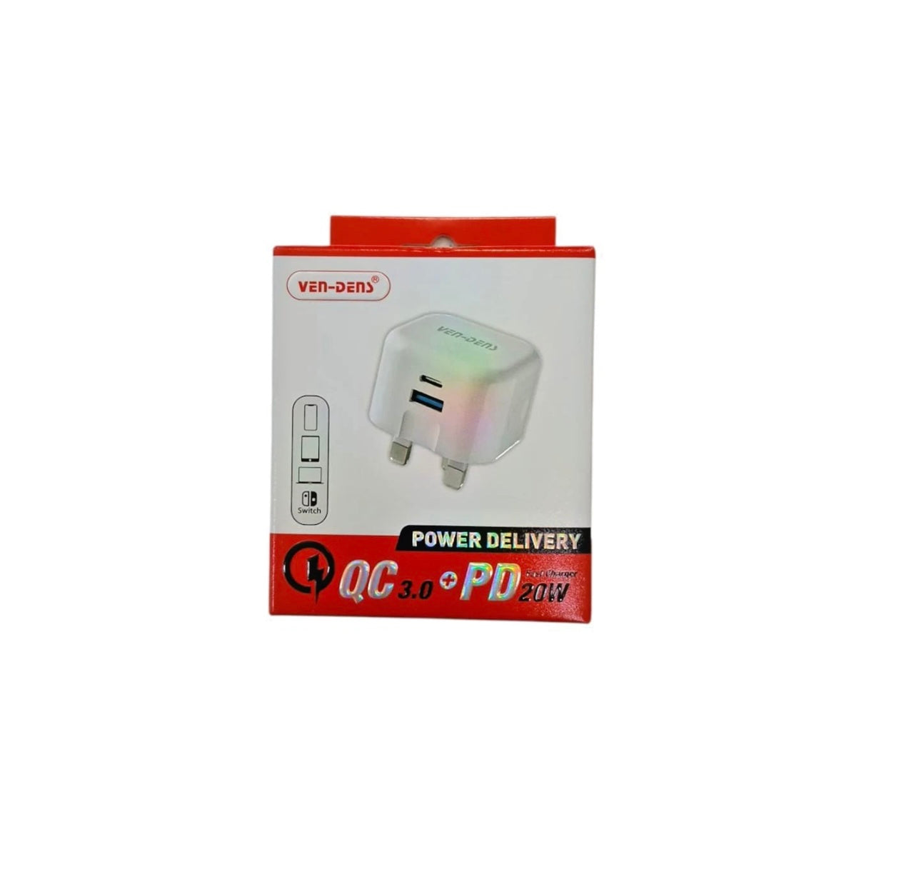 VEN-Dens Dual Port QC 3.0+PD 20w Fast Charger Wall Plug