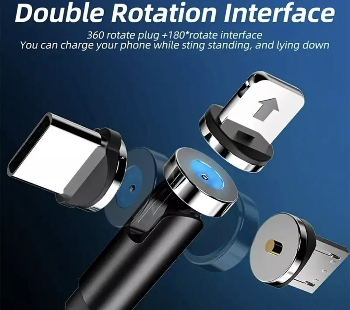 Magnetic 3 in 1 Fast Charging USB Cable Charger Lead Phone IOS USB-C Micro USB