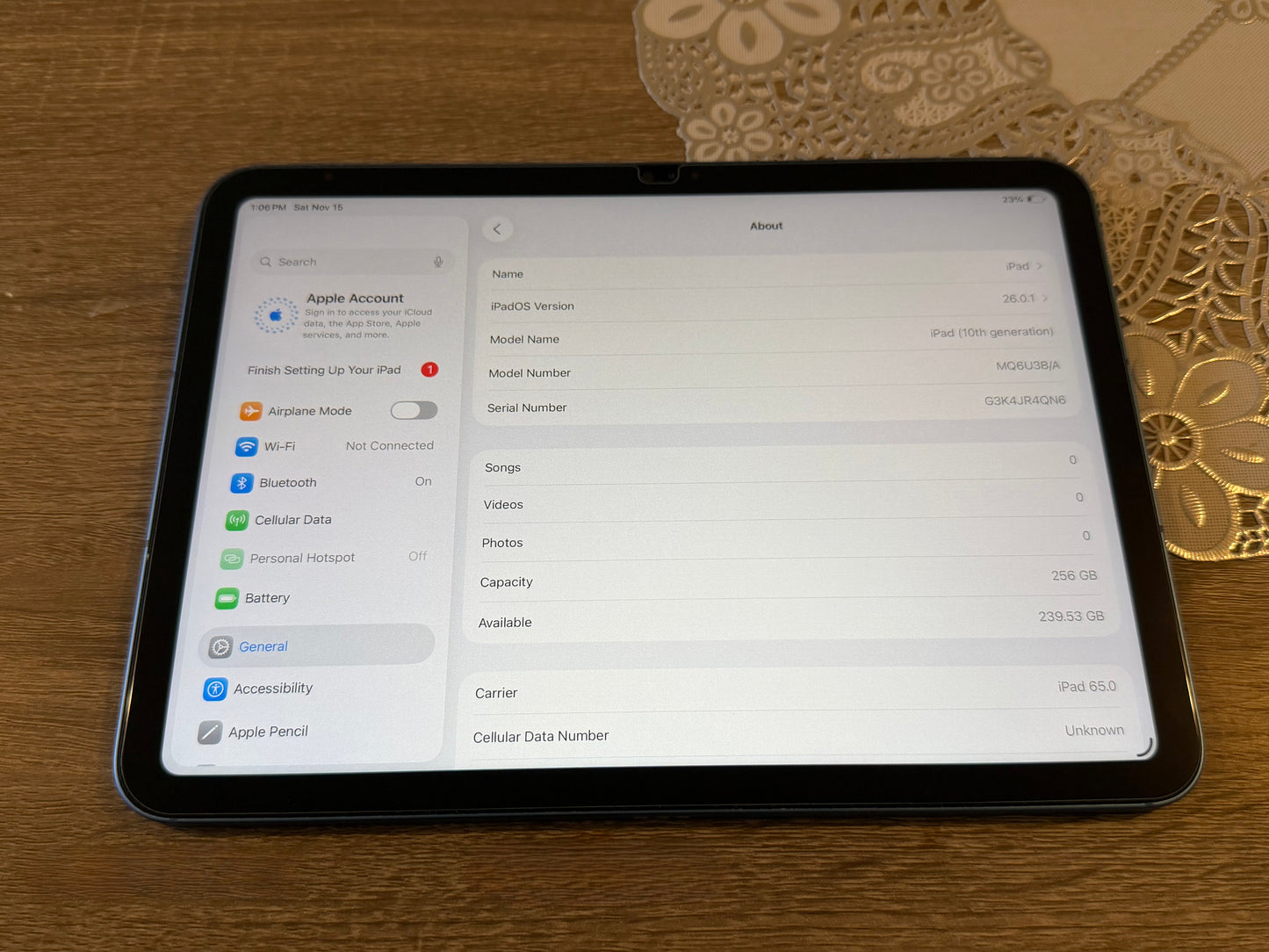 iPad 10th Gen 10.9 256gb W/C 5G Blue Unlocked