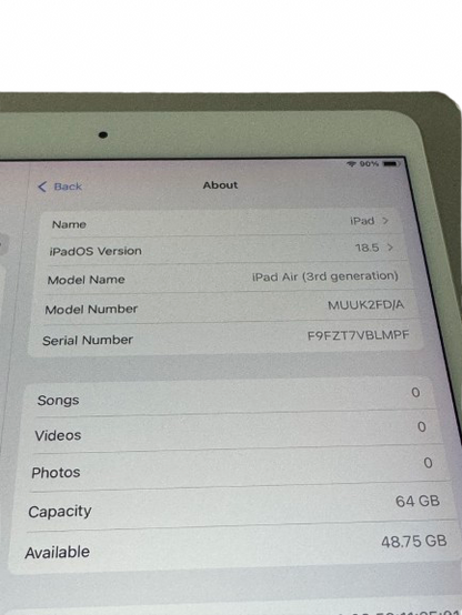 iPad Air 3rd Gen 2019 64gb 10.5 WiFi - Silver