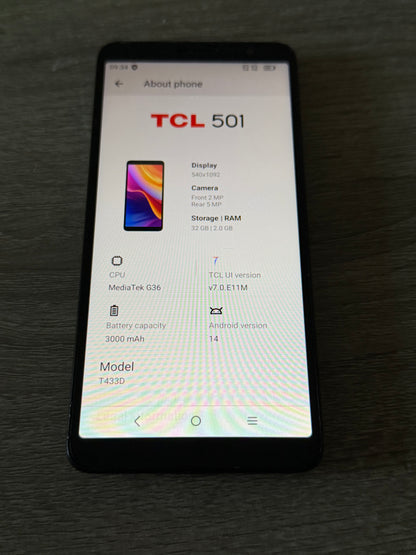 TCL 501 ( Model T433D) 32gb Black Unlocked