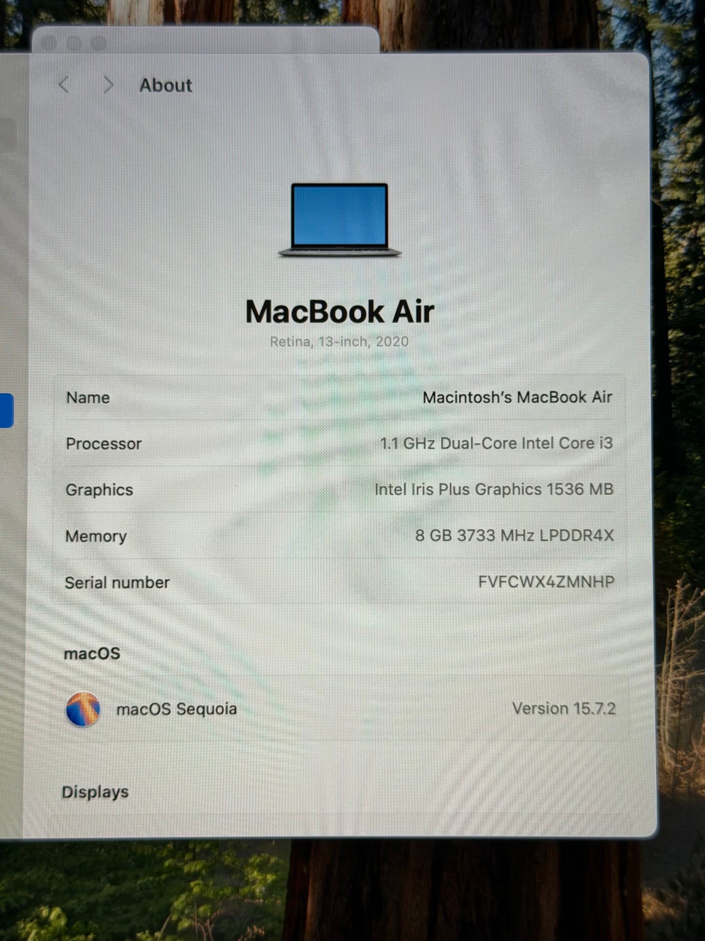 MacBook Air 13” M1 Chip 2020 8gb Ram 256gb