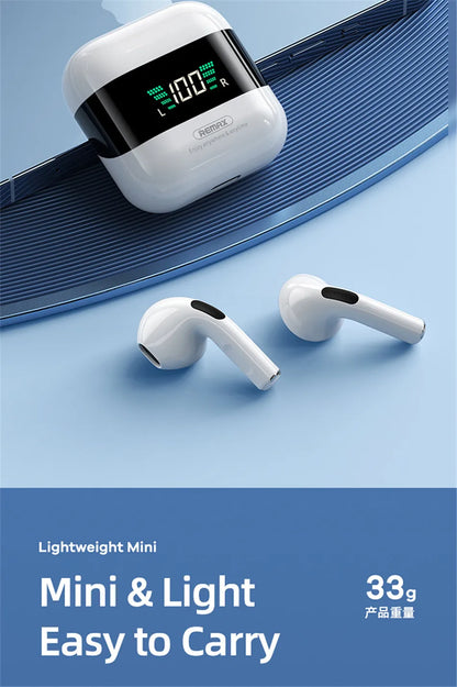 Remax TWS-10 Plus Dynamic Mini HIFI Bluetooth Headphones Display In Ear Stereo Fidelity Music Wireless Earphones Earbuds